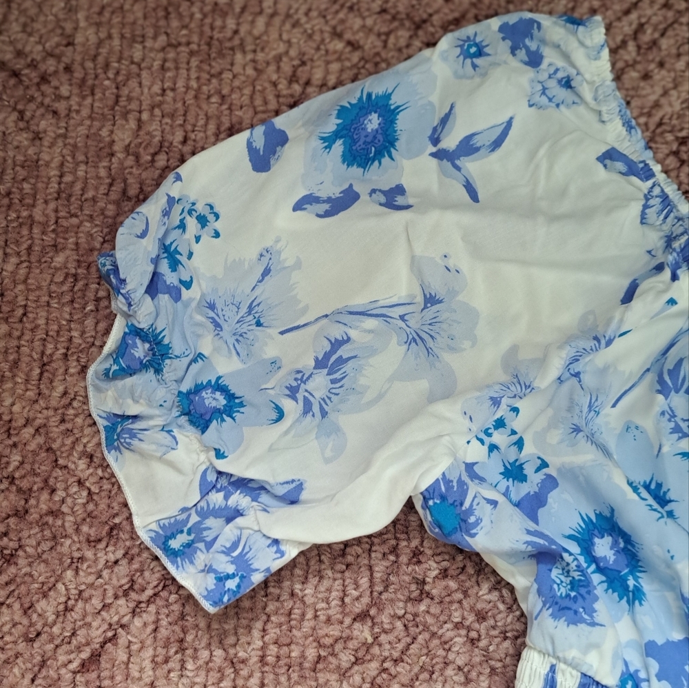 Summer Dress Floral Blue and White - Picture 6 of 7